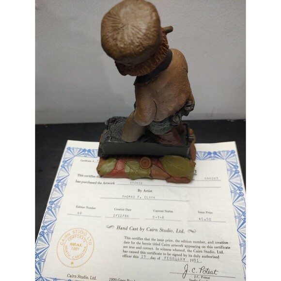 Tom Clark Gnome Cairn Studio Stokes #60  1986 Gnome with Coal Tender Train COA - Picture 9 of 12